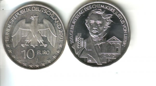 (afbeelding voor) 10 Euro DUITSLAND 2003 J Justus von Liebig UNC